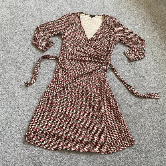 - Talbots Faux Wrap Dress in Beautiful Fall Colors Size SP        - P - Picture 4 of 8